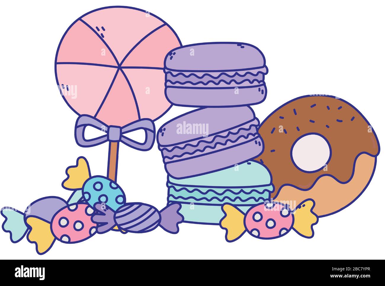 candy in stick caramels donuts and macaroons sweet confectionery ...