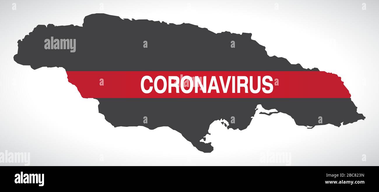 Jamaica map with Coronavirus warning illustration Stock Vector