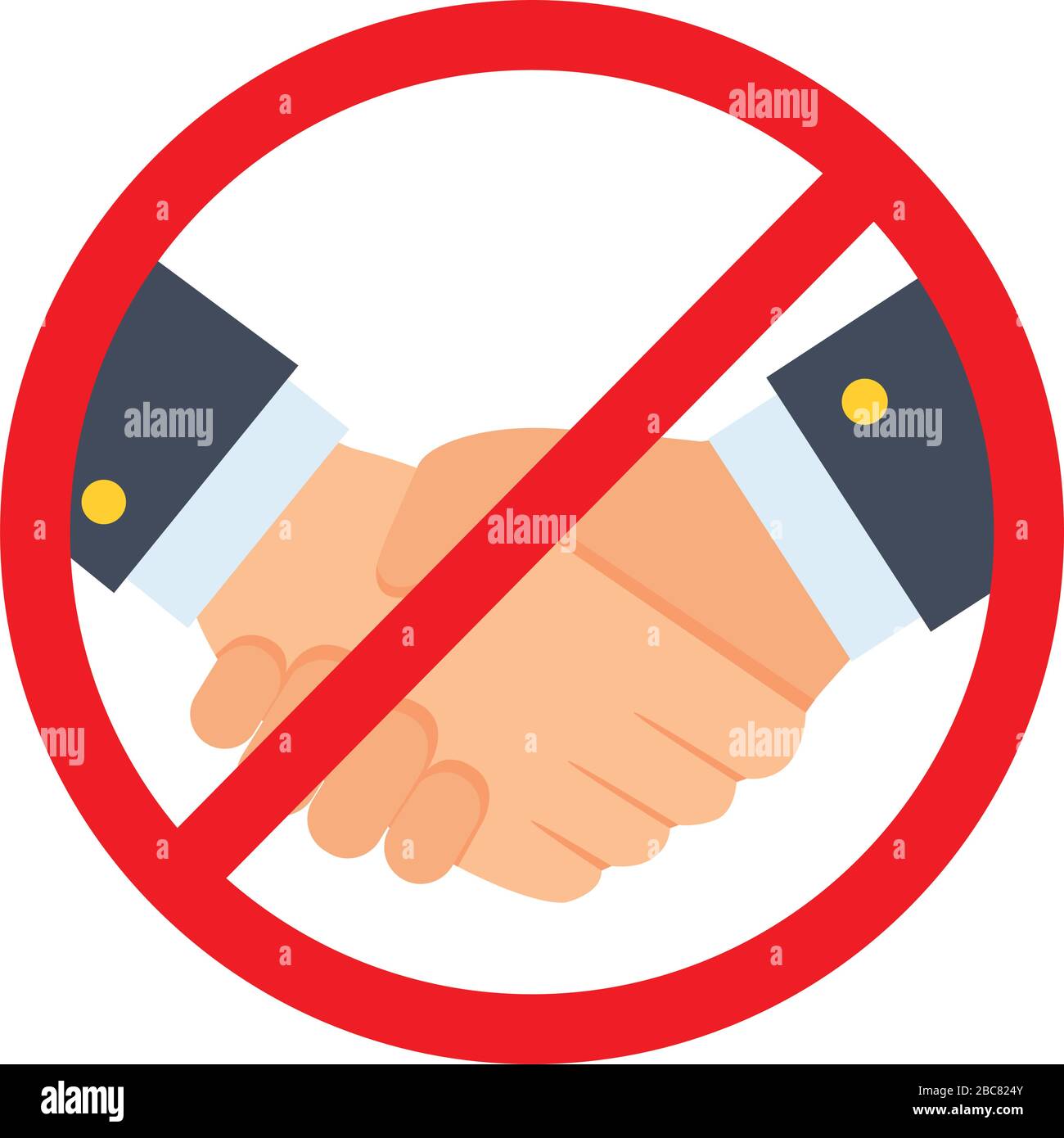 No handshake icon vector illustration no dealing no collaboration COVID 19 prevention concept hygiene icon Stock Vector