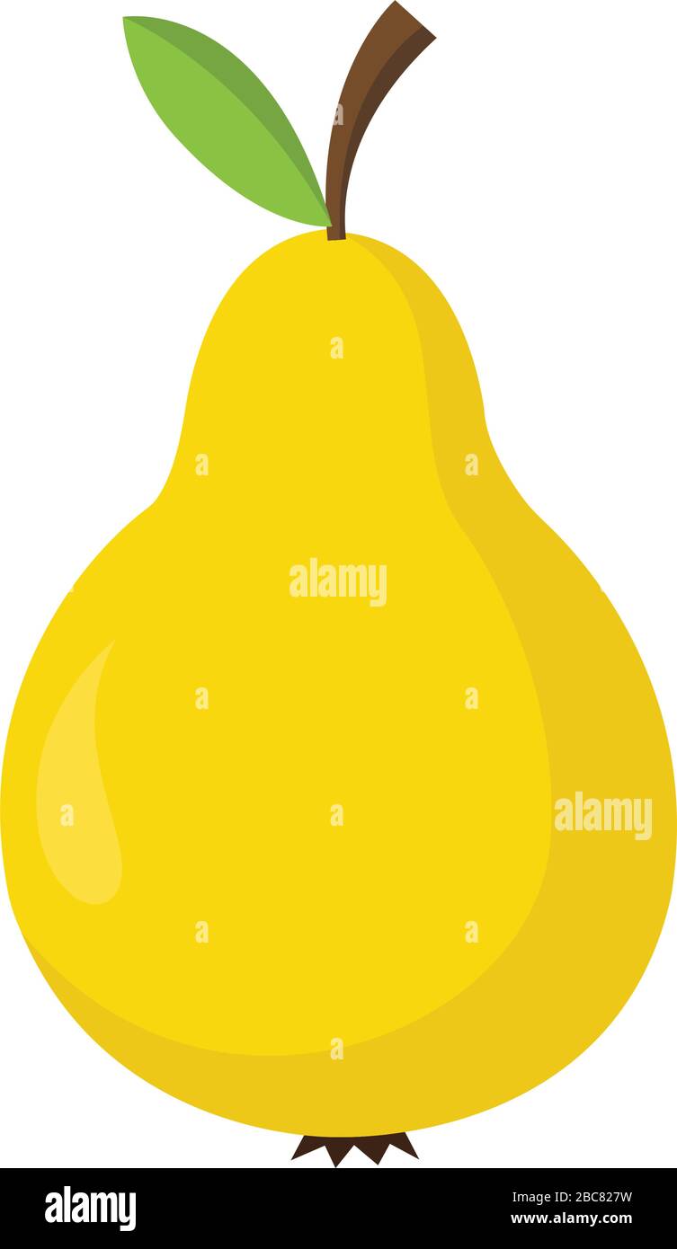 Yellow pear with green leaf fruit icon image vector illustration design Stock Vector
