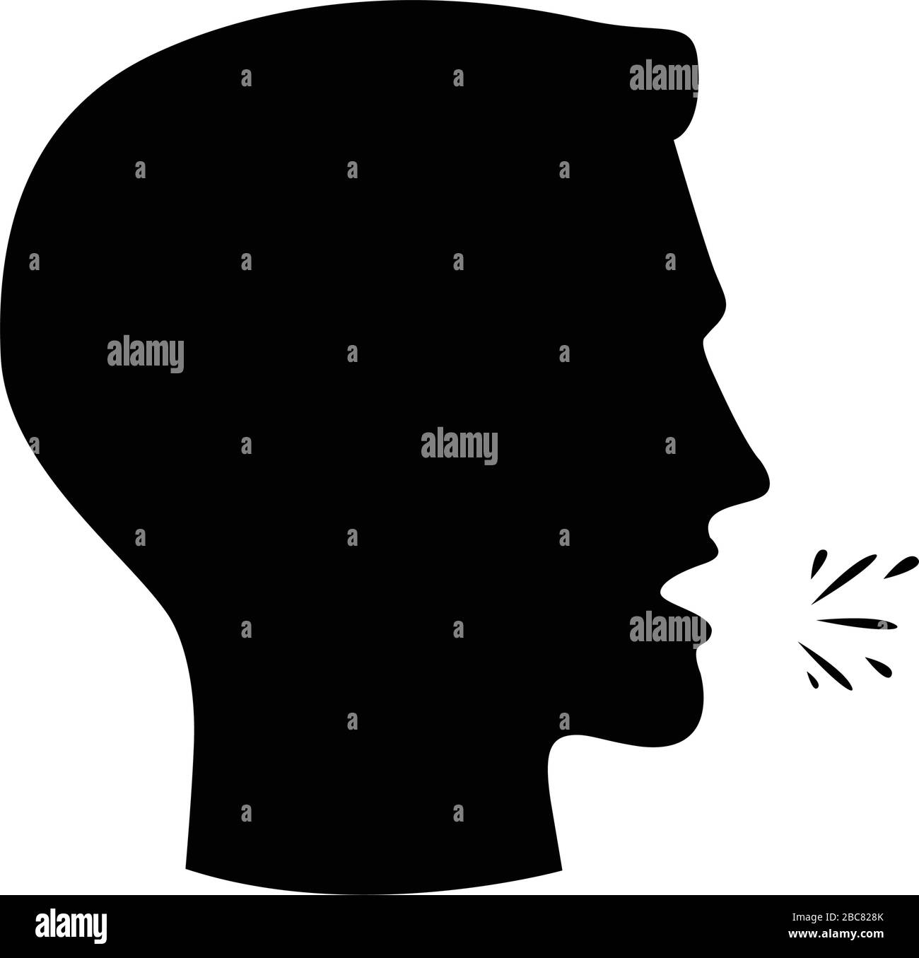 Cough glyph icon vector on white background. Flat vector cough icon