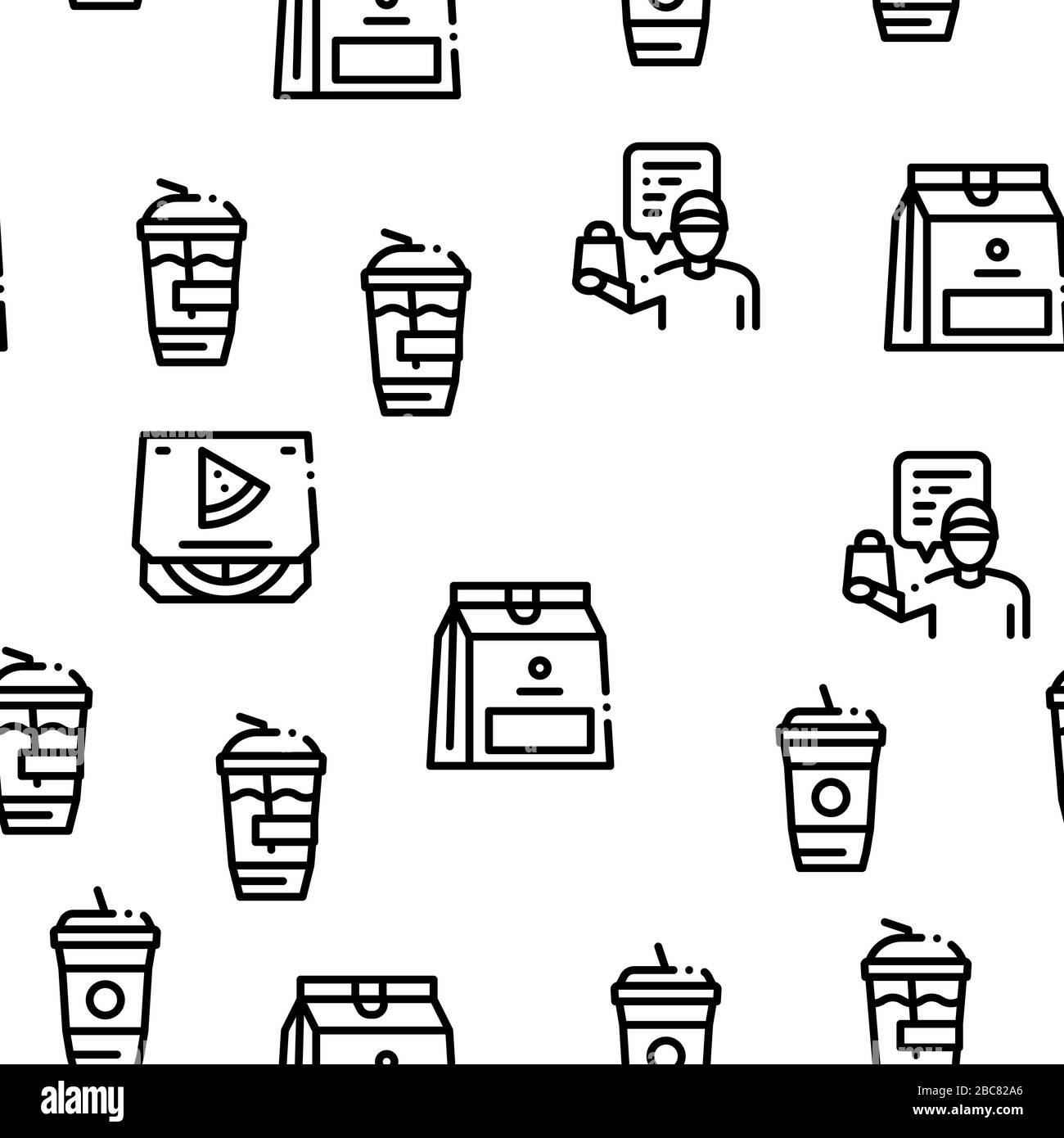 Take Away Food And Drink Delivery Seamless Pattern Vector Stock Vector ...