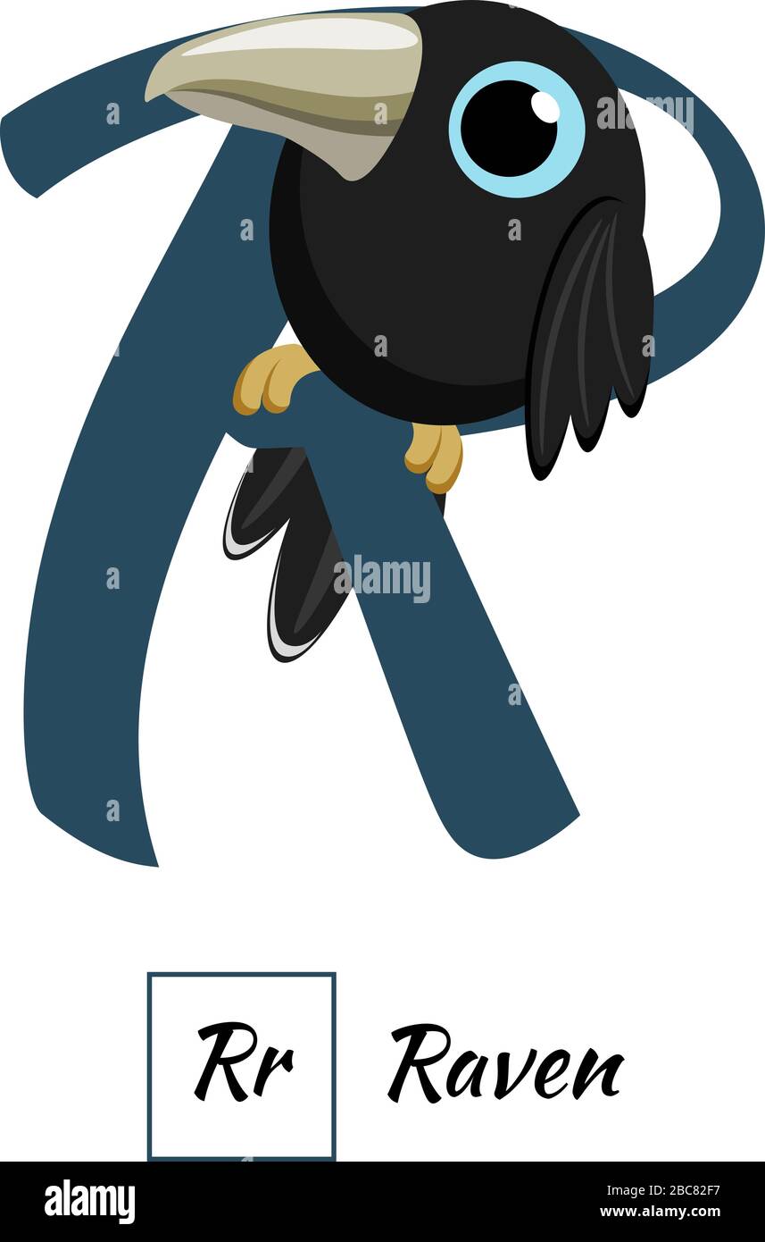 Cute English animal alphabet letter R vector image Stock Vector Image ...