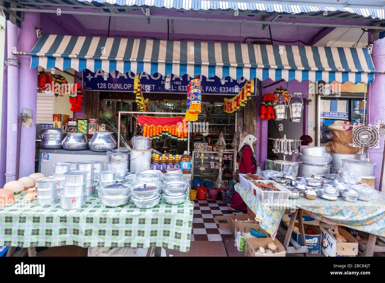 Cooking utensils shop in Dunlop St, Little India is a district in ...
