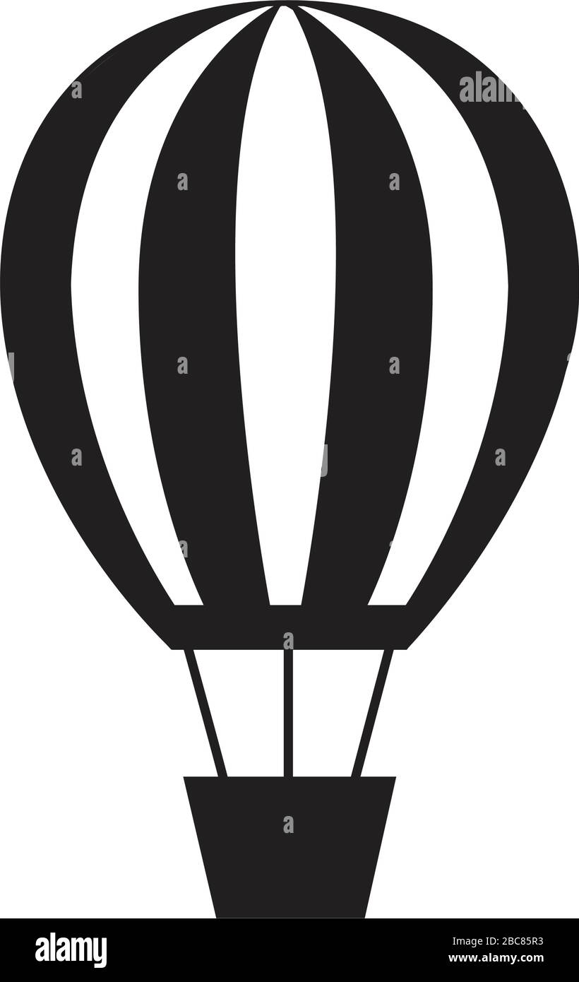 Hot air balloon icon black silhouette flat design style symbol vector illustration Stock Vector