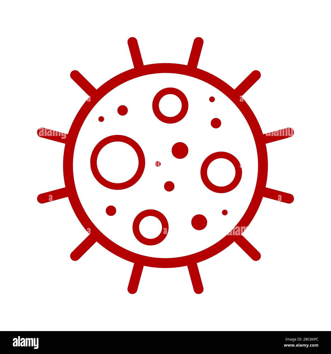 Wuhan Corona Virus, Covid-19, nCOV, MERS-CoV Novel Coronavirus Cell Stamp. Covid 19 Red Vector. Epidemic Warning Symbol or Sign, Risk Zone Sticker. Stock Vector