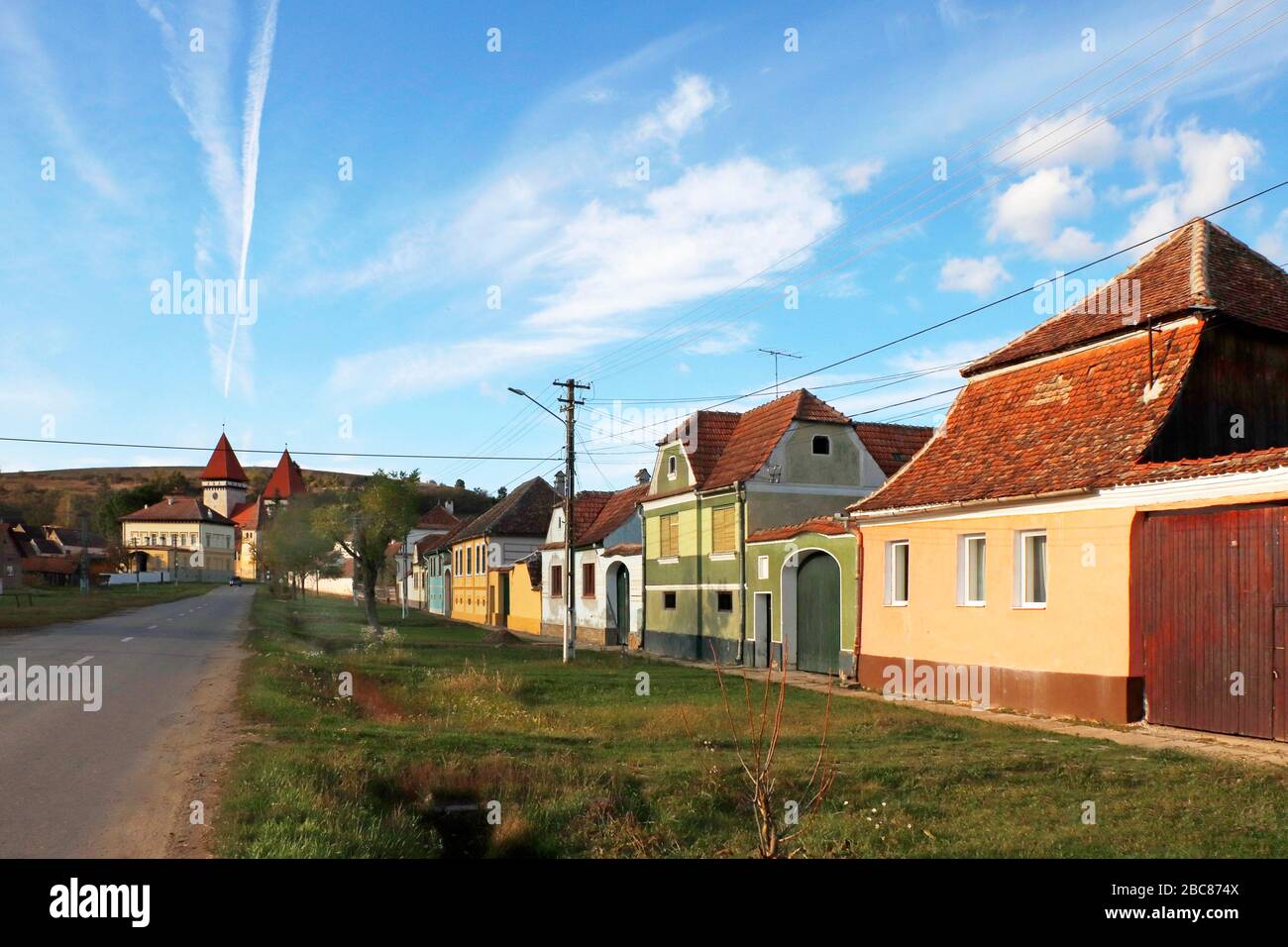 Colorful Transylvania village, Schonberg, Romania, Europe Stock Photo
