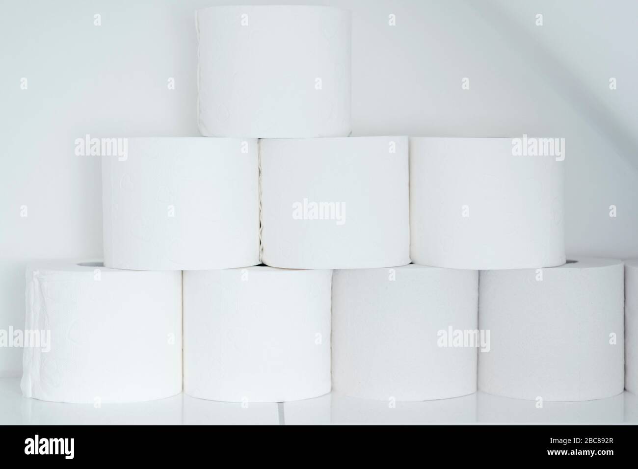 Piled-up toilet paper Stock Photo