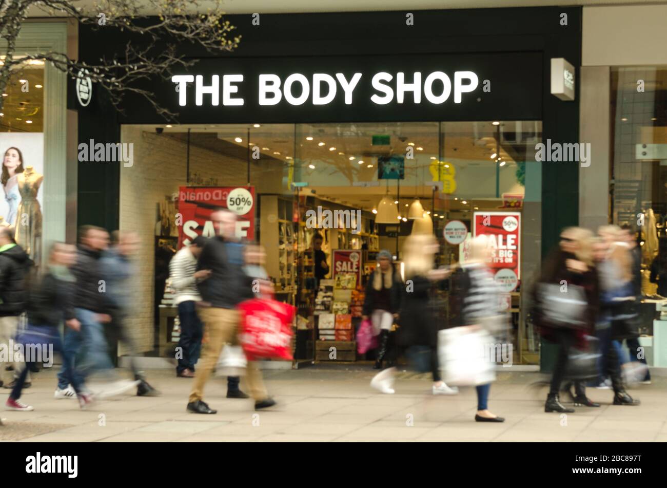 The Body Shop store with motion blurred shoppers on Oxford Street- London  Stock Photo - Alamy