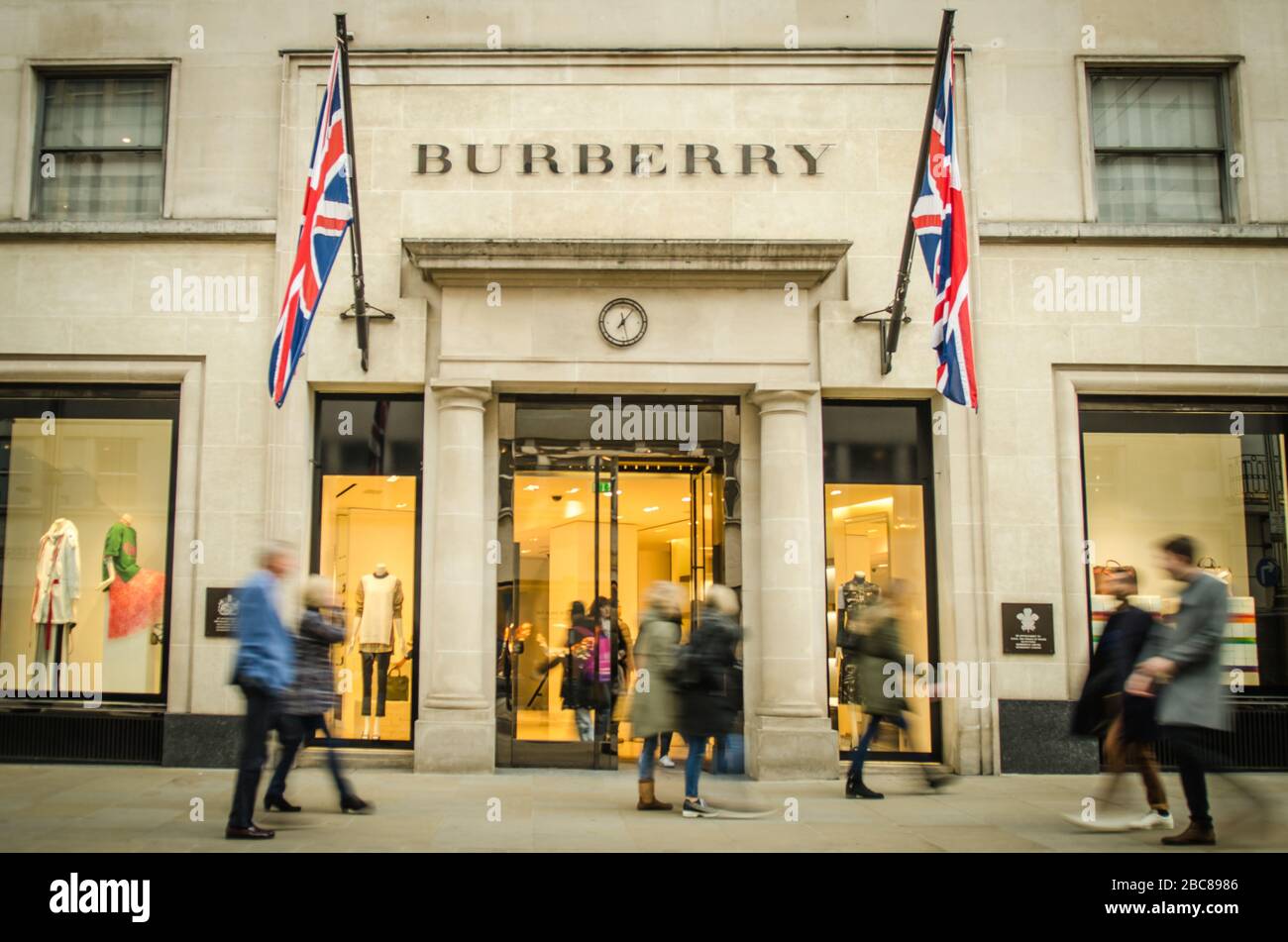 Burberry store on Bond Street, Mayfair- British luxury fashion brand Stock Photo