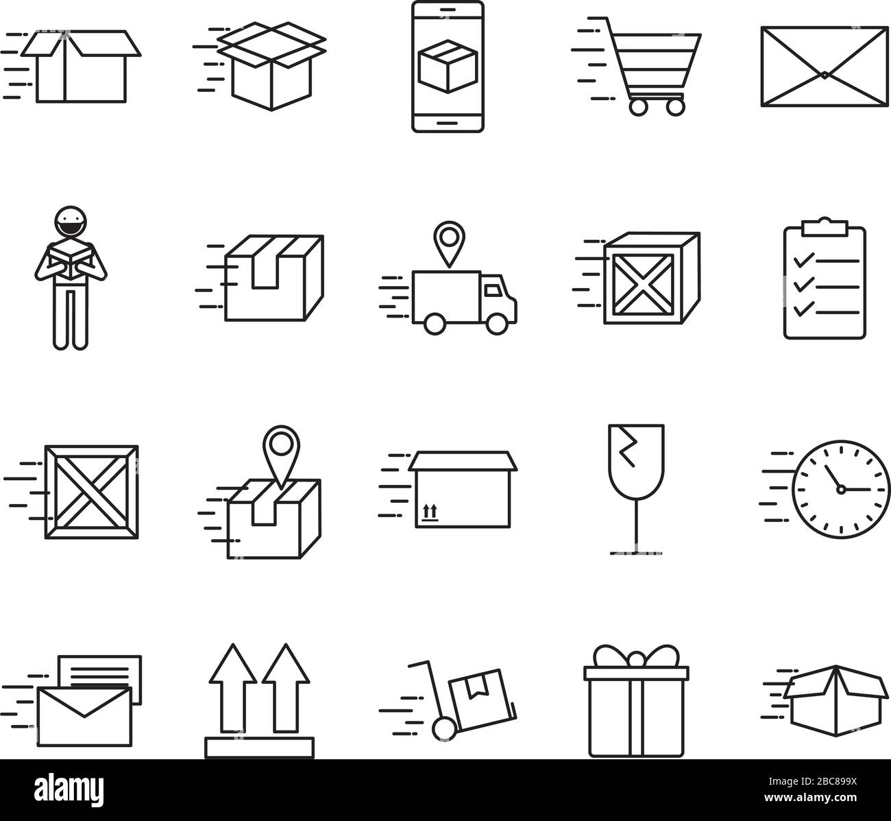 Fast delivery line style icon set vector design Stock Vector