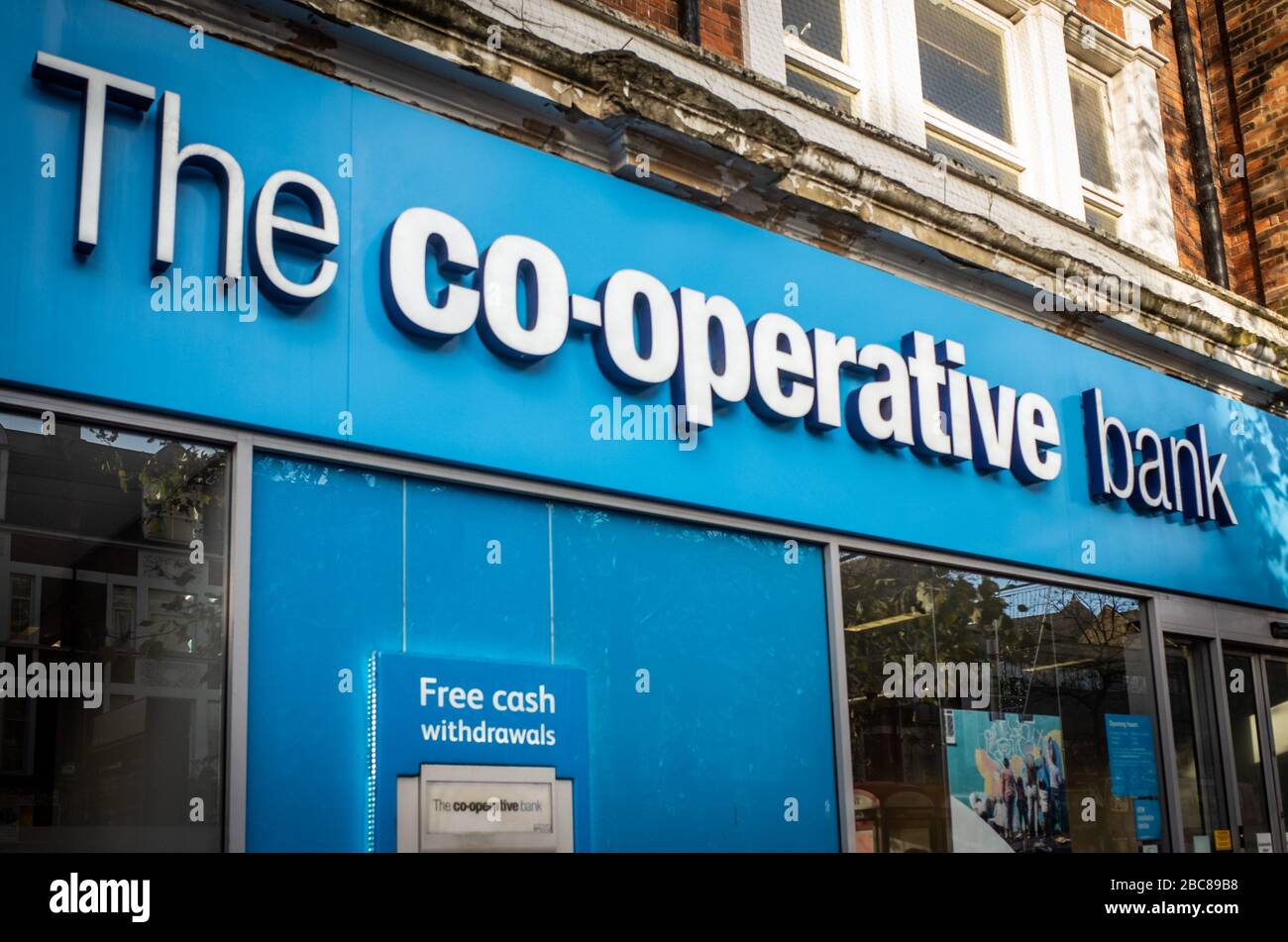 The Co-opertive Bank - high street retail ban- exterior logo / signage- London Stock Photo