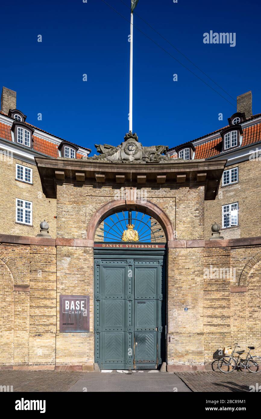 Entrance to BaseCamp Sølvgade, student housing center; Georg Brandes Plads, Copenhagen, Denmark Stock Photo
