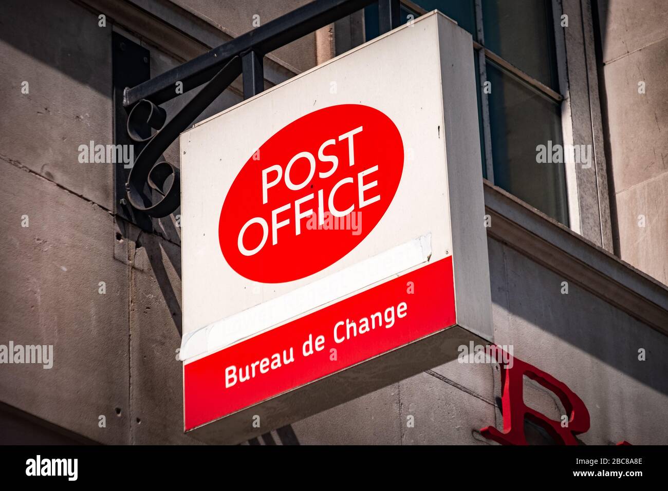 Post Office, a British high street post office company- exterior logo / signage- London Stock Photo