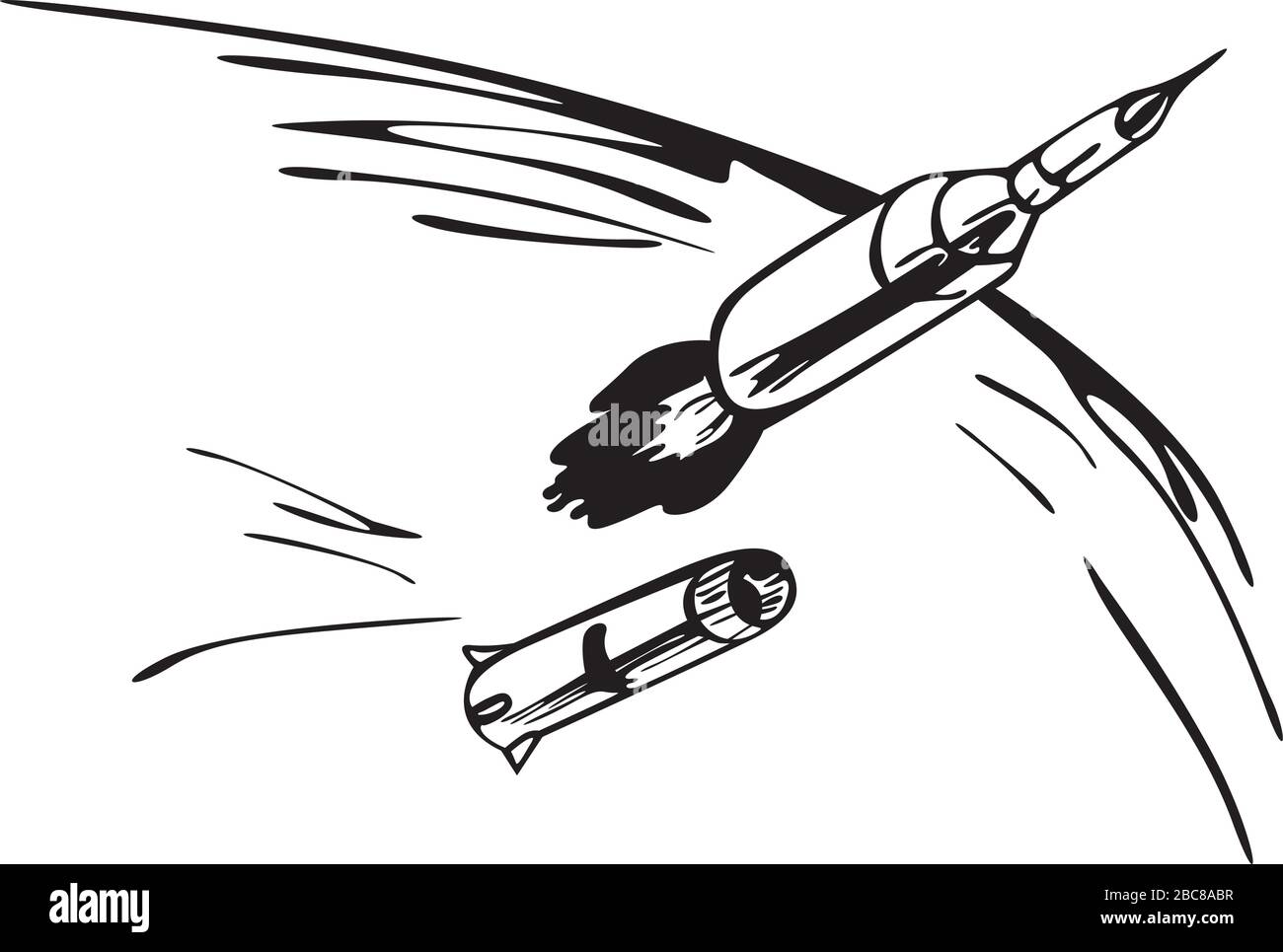 rocket above the ground Stock Vector