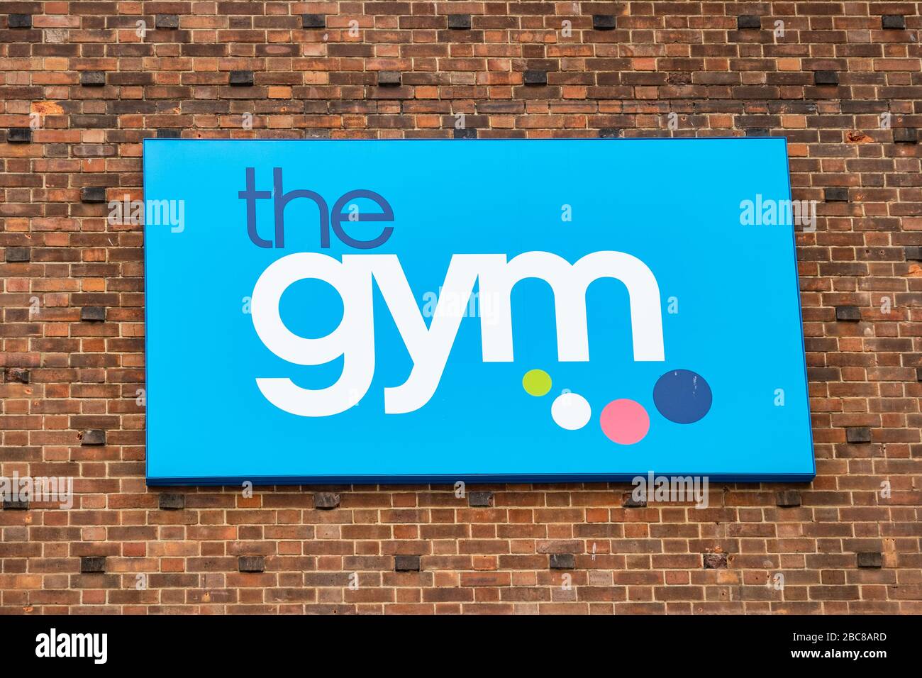 The Gym Group, British low cost members gym- exterior logo / signage- London Stock Photo