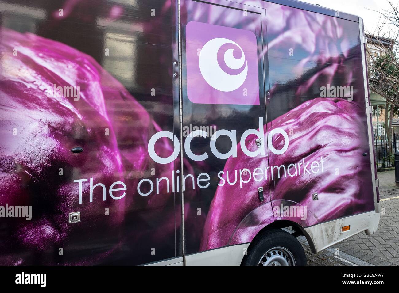 Ocado truck- British online supermarket food delivery company- London Stock Photo