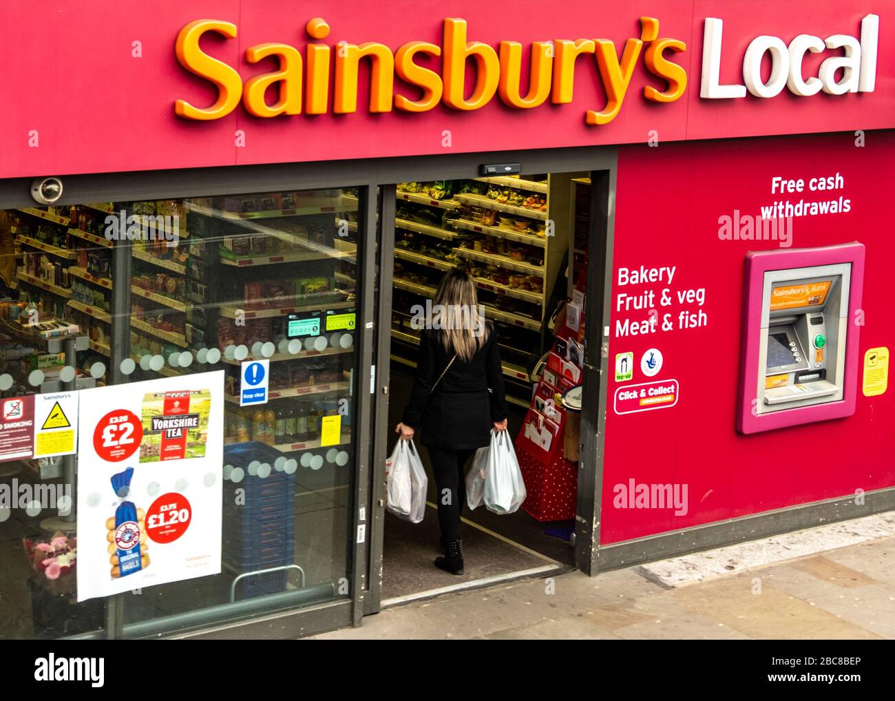 Sainsbury's Local, British supermarket branch, exterior logo / signage- London Stock Photo