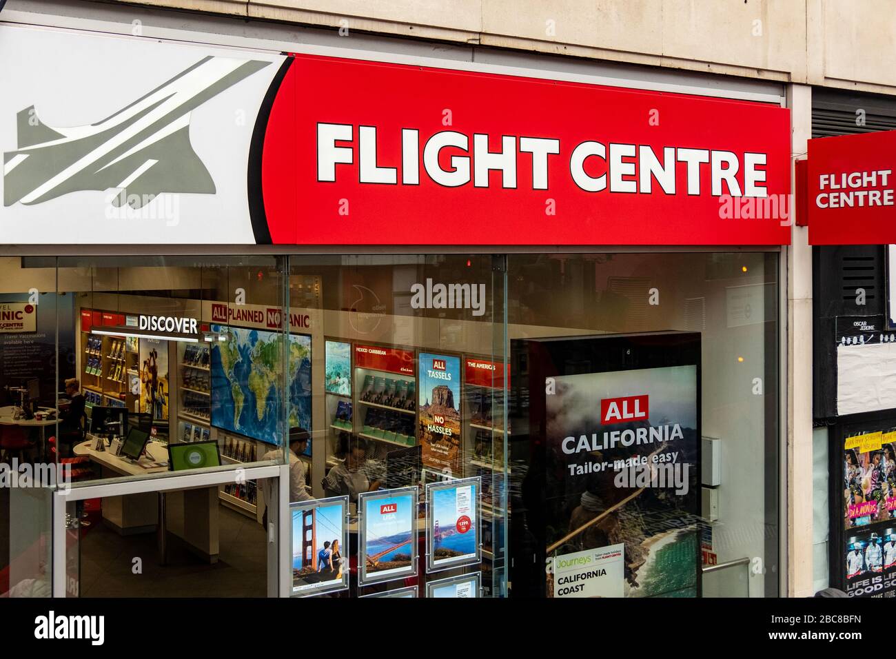 Flight Centre- Australian multinational high street travel agency Stock Photo