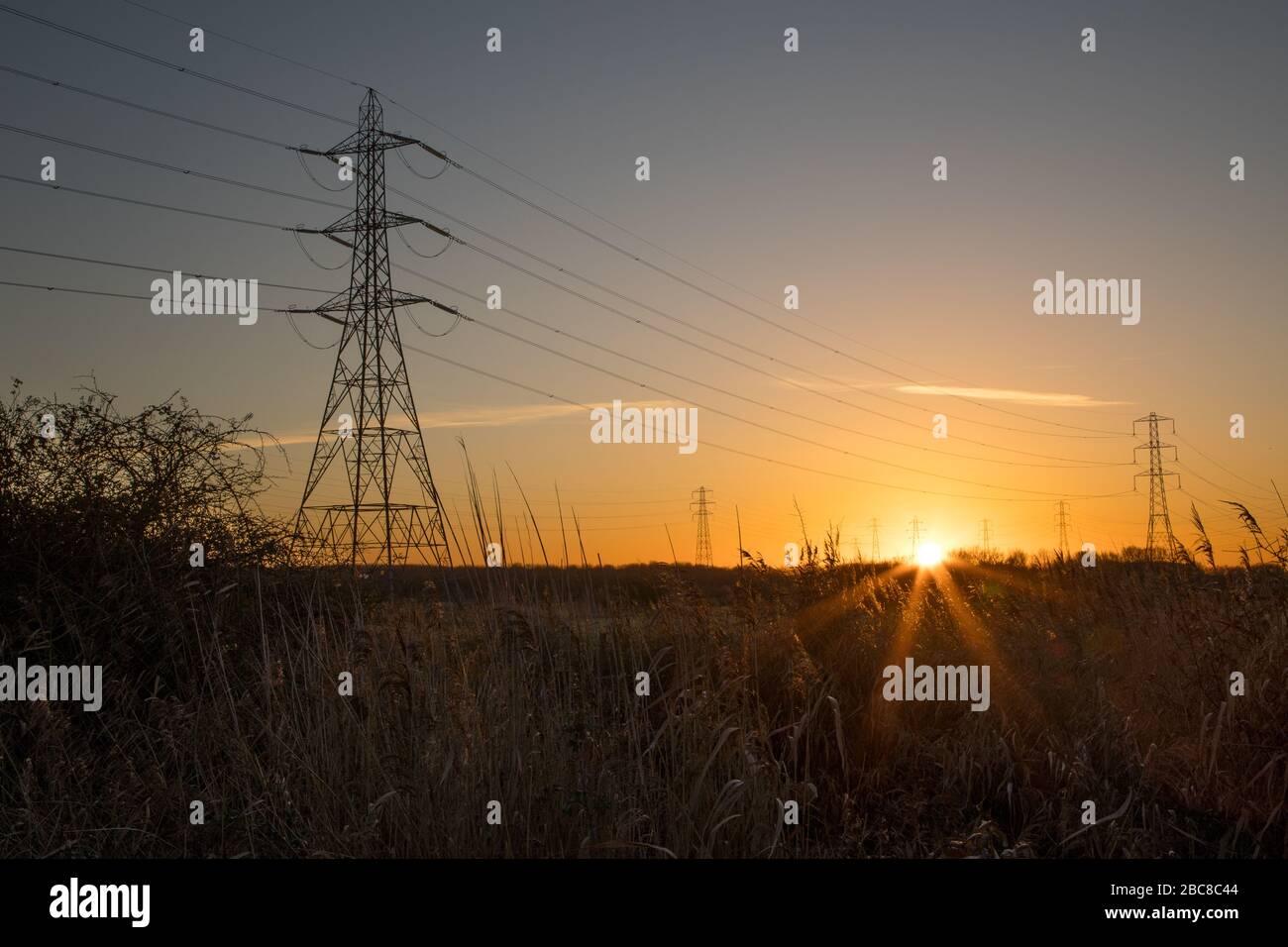 Sunset over Bowers Marsh Stock Photo