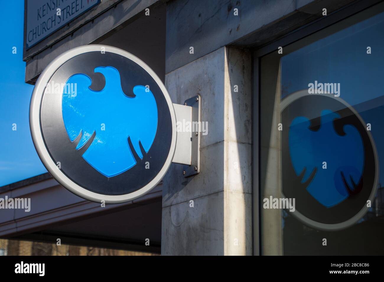 Barclays high street bank branch signage- London UK Stock Photo