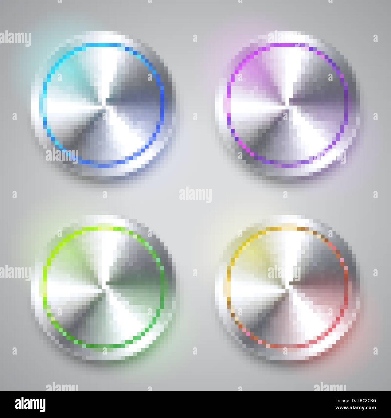 Realistic metal chrome button. Silver steel volume control knob ...