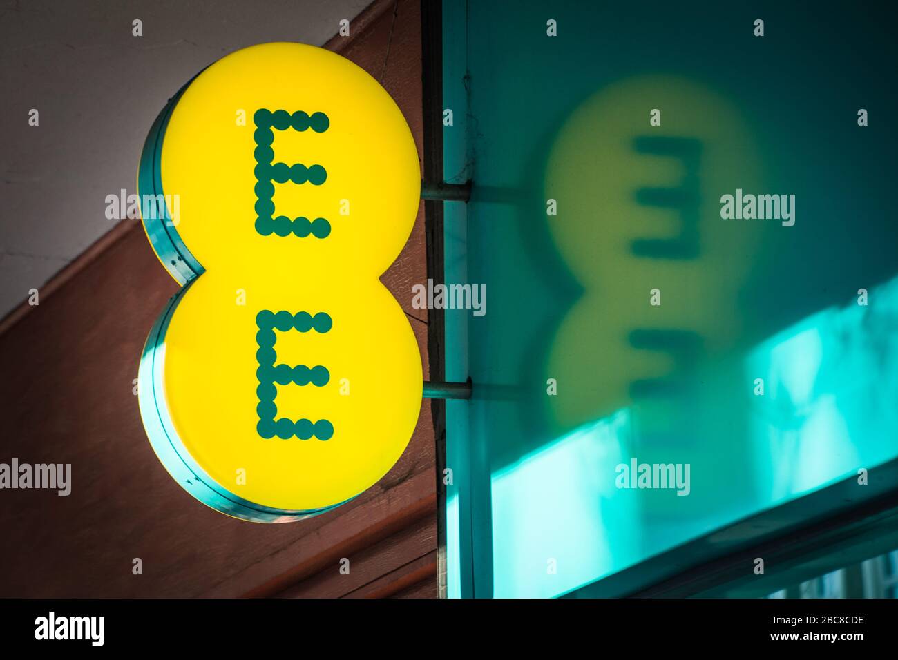 EE Mobile phone network exterior logo / signage London Stock Photo