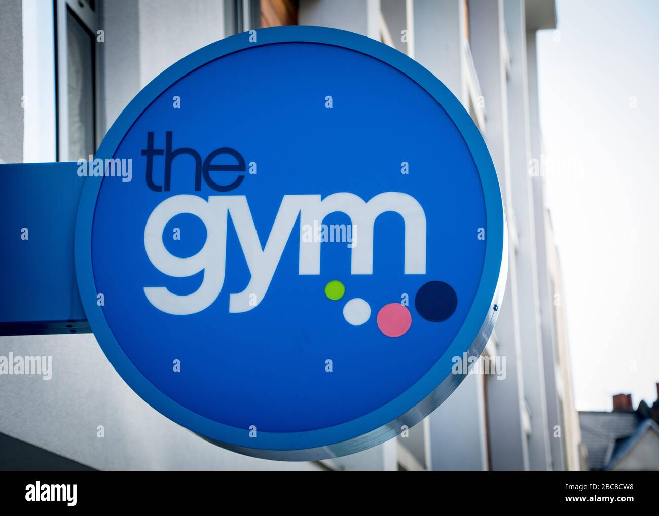 The Gym Group, British low cost members gym- exterior logo / signage- London Stock Photo