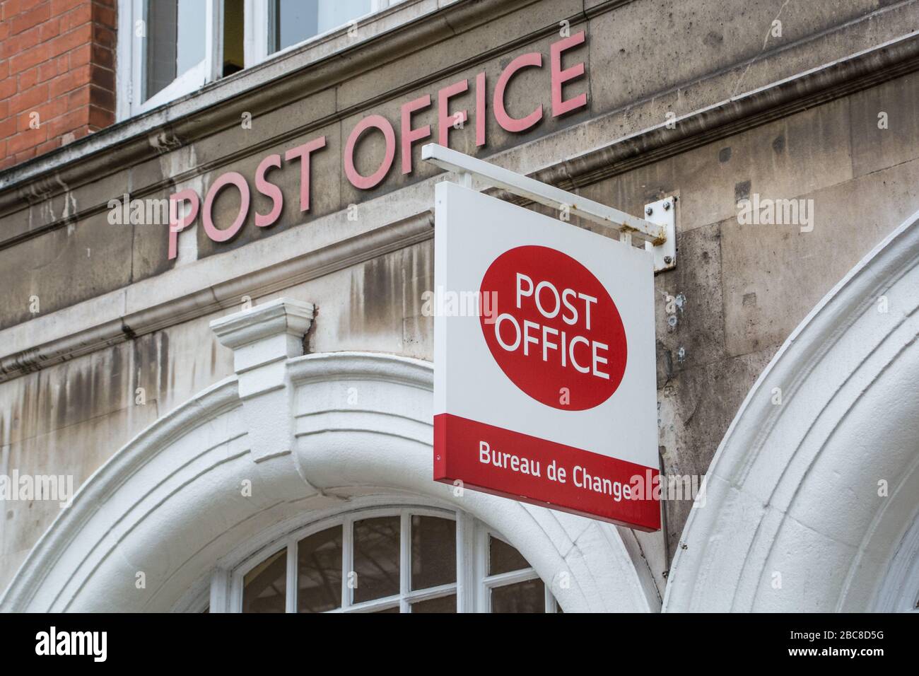 Post Office, a British high street post office company- exterior logo / signage- London Stock Photo