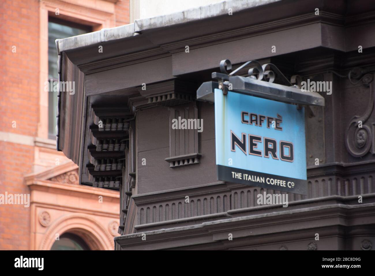 Caffe Nero coffee shop chain exterior logo / signage- London Stock Photo