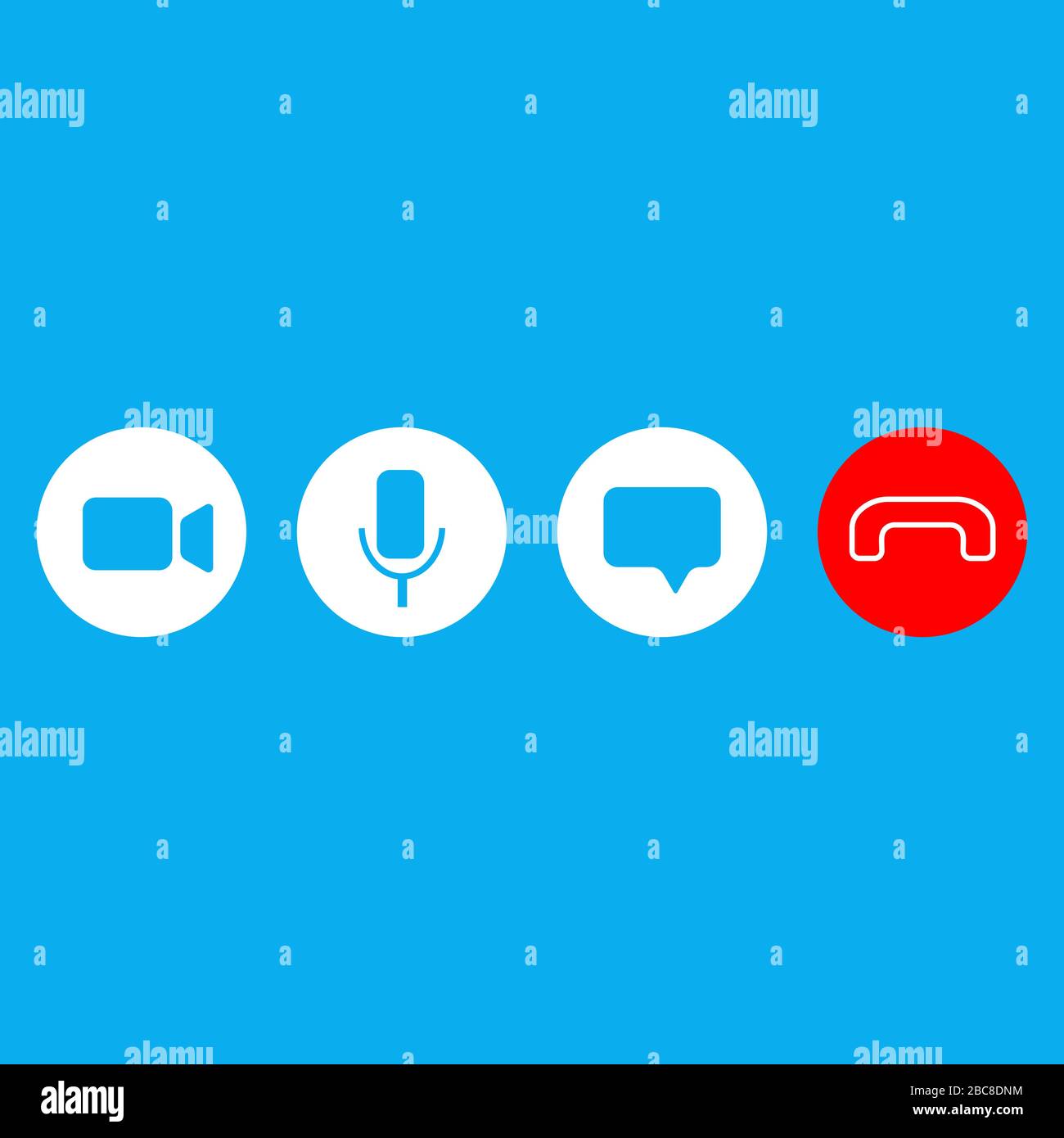 Video call icons set on blue back Stock Vector
