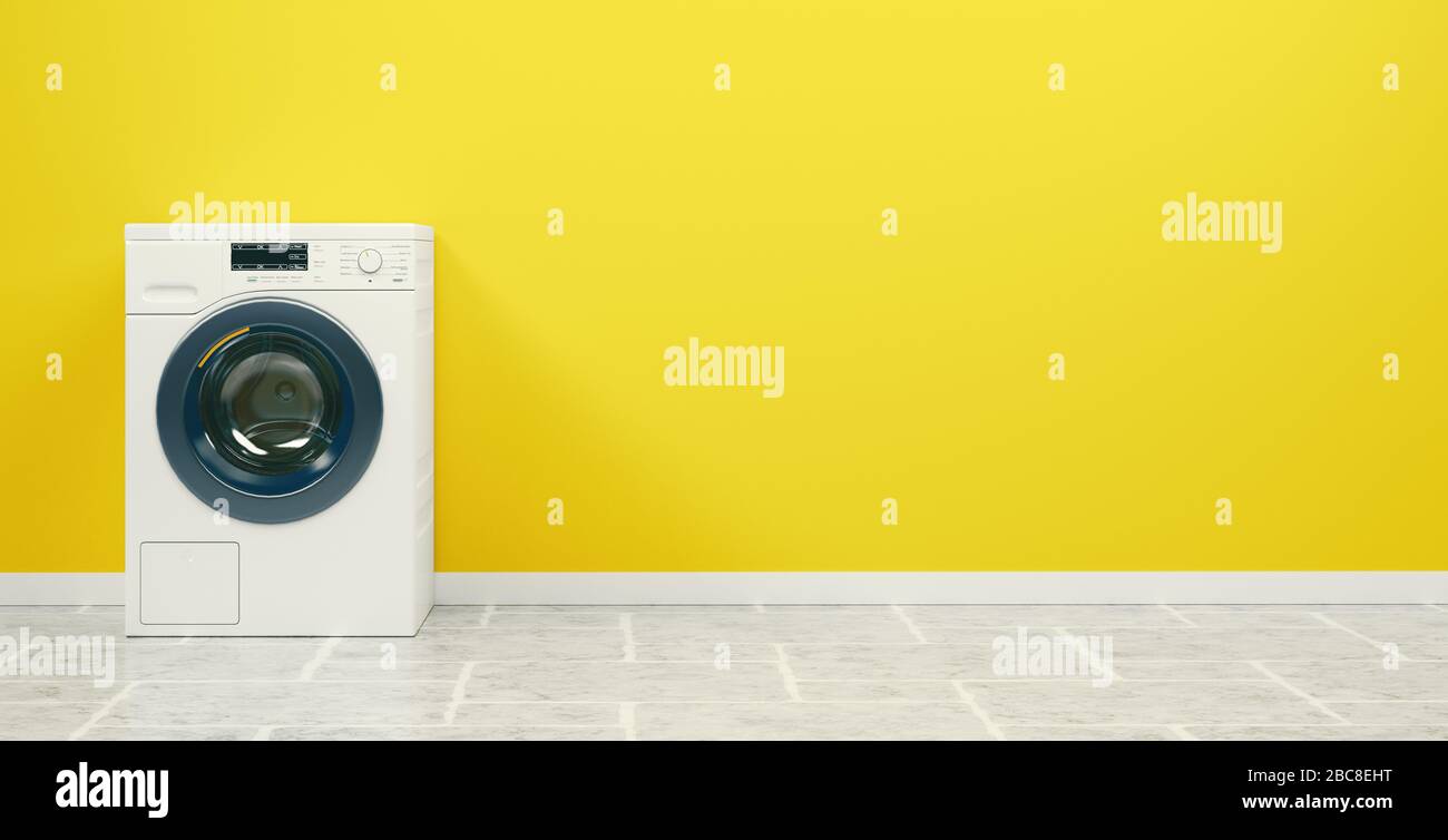 Washing machine on the white background, high resolution 3d rendering Stock Photo