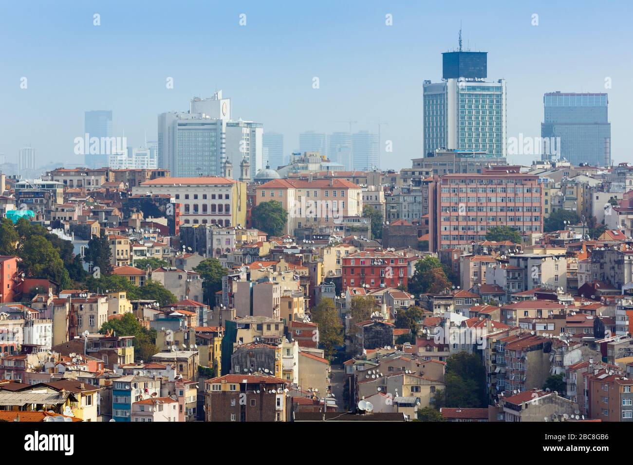 Istanbul, Turkey.  Old and new buildings in the Beyoglu area. Stock Photo