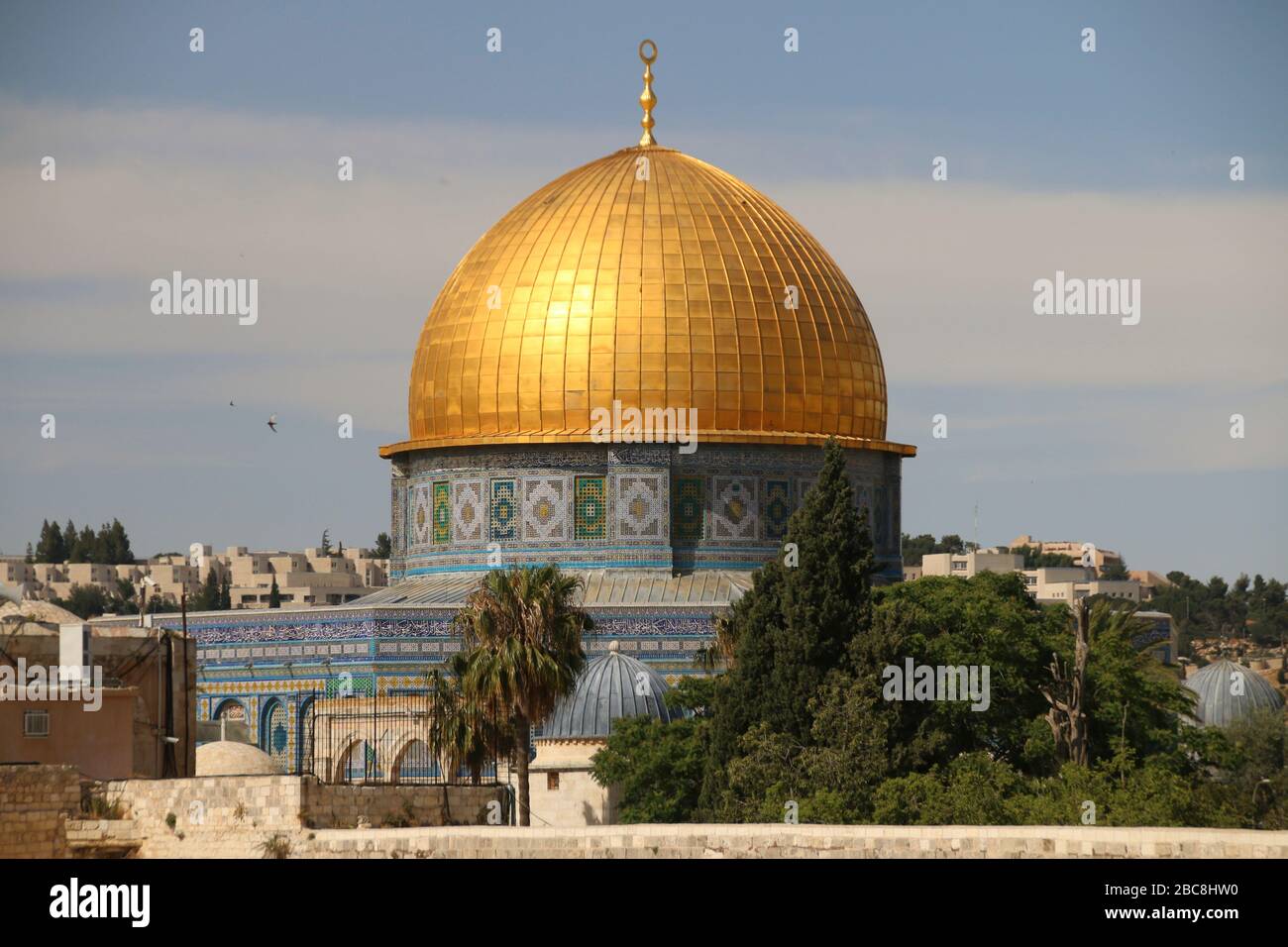 Israel, Jerusalem, view of the Temple Mount with the Dome of the Rock in the historic old city of Jerusalem Stock Photo