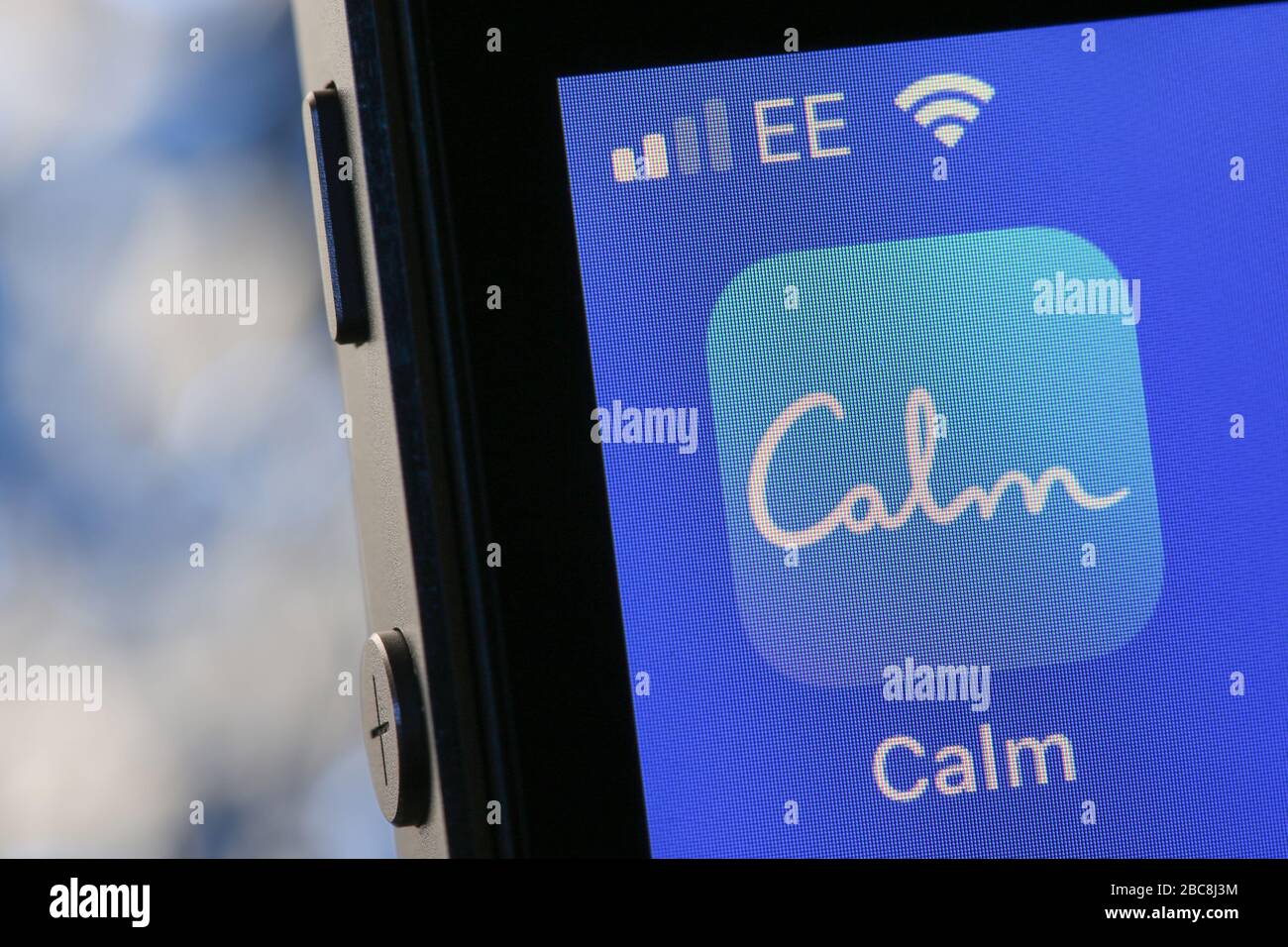 Calm meditation and sleep app on an iPhone. Stock Photo