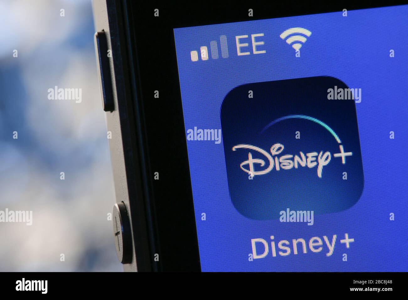 Disney plus app on an iPhone. Stock Photo