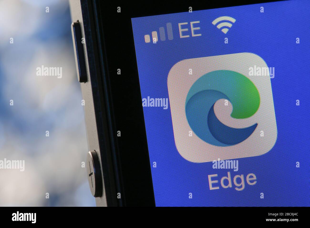 Microsoft Edge app on an iPhone. Stock Photo