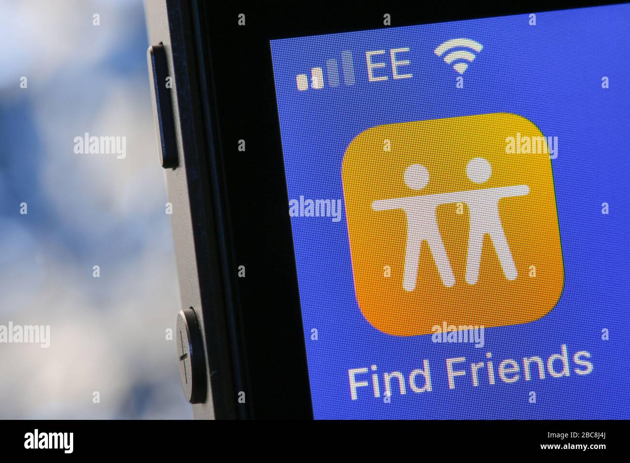 Find Friends app on an iPhone. Stock Photo