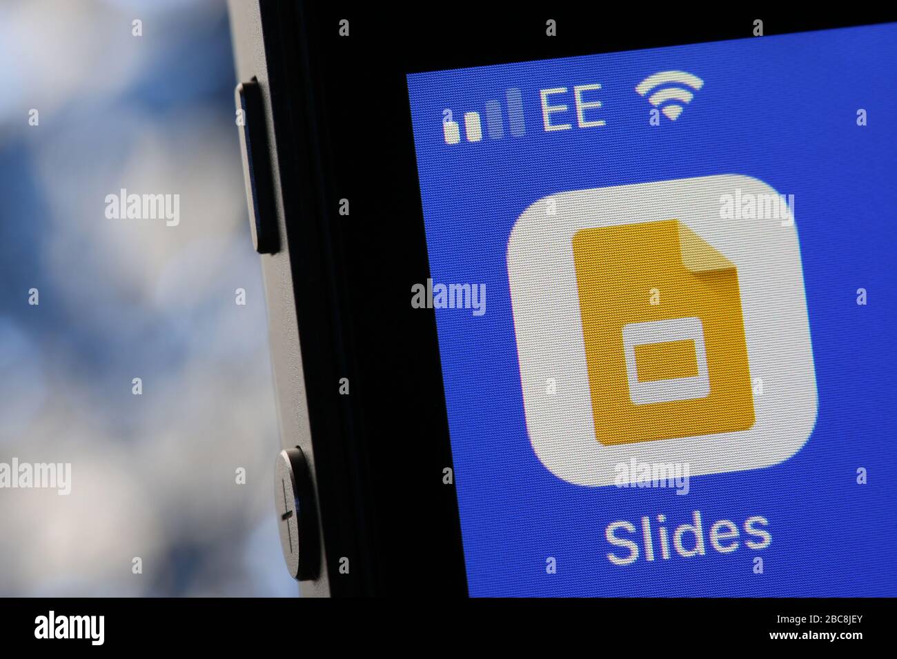 Google Slides app on an iPhone. Stock Photo