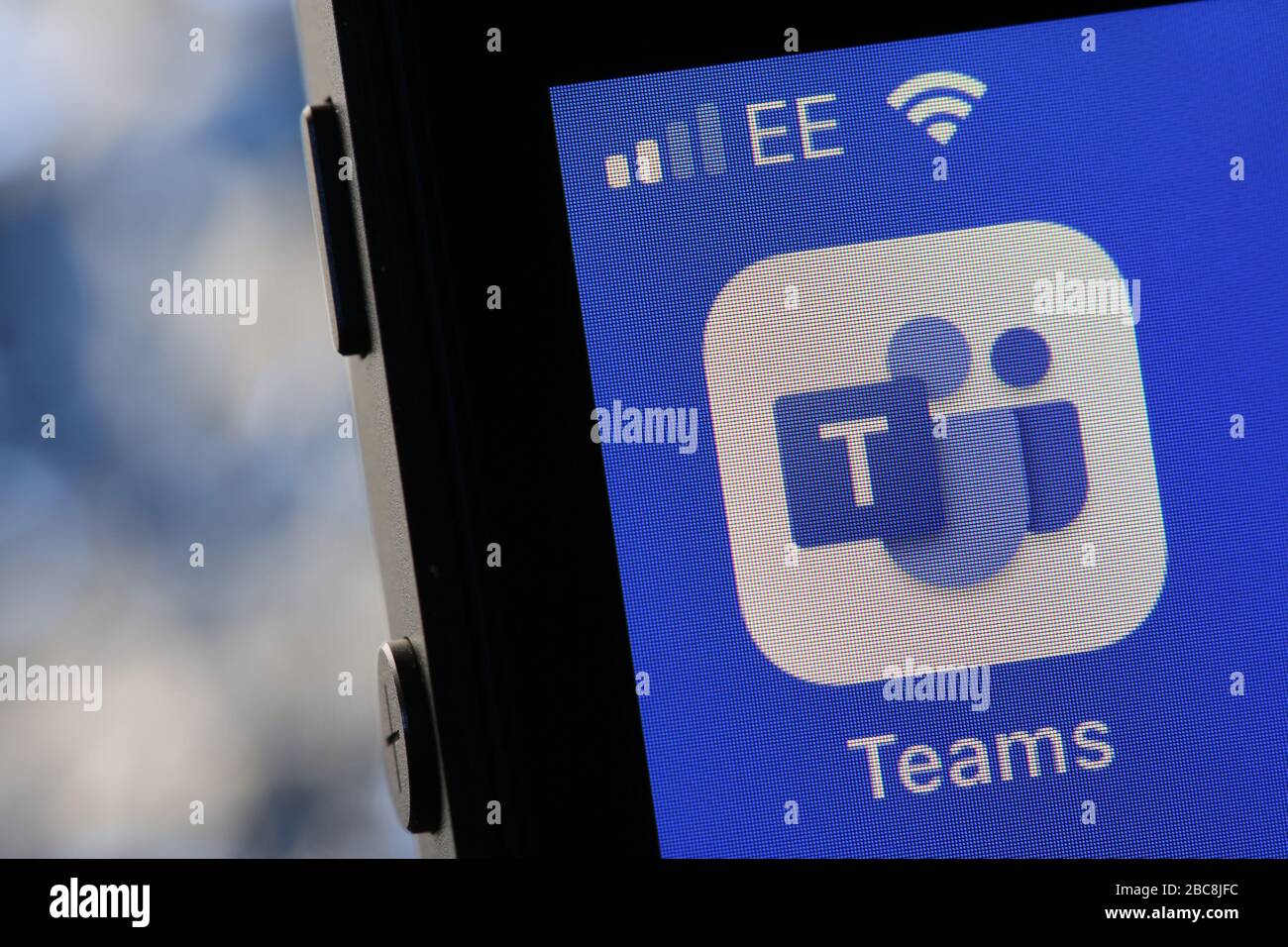 Microsoft Teams app on an iPhone. Stock Photo