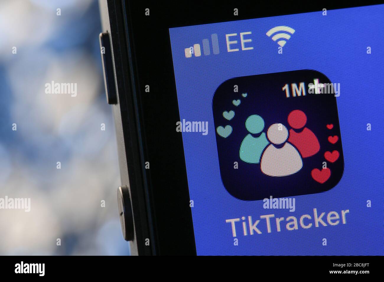 Tiktracker app on an iPhone. Stock Photo
