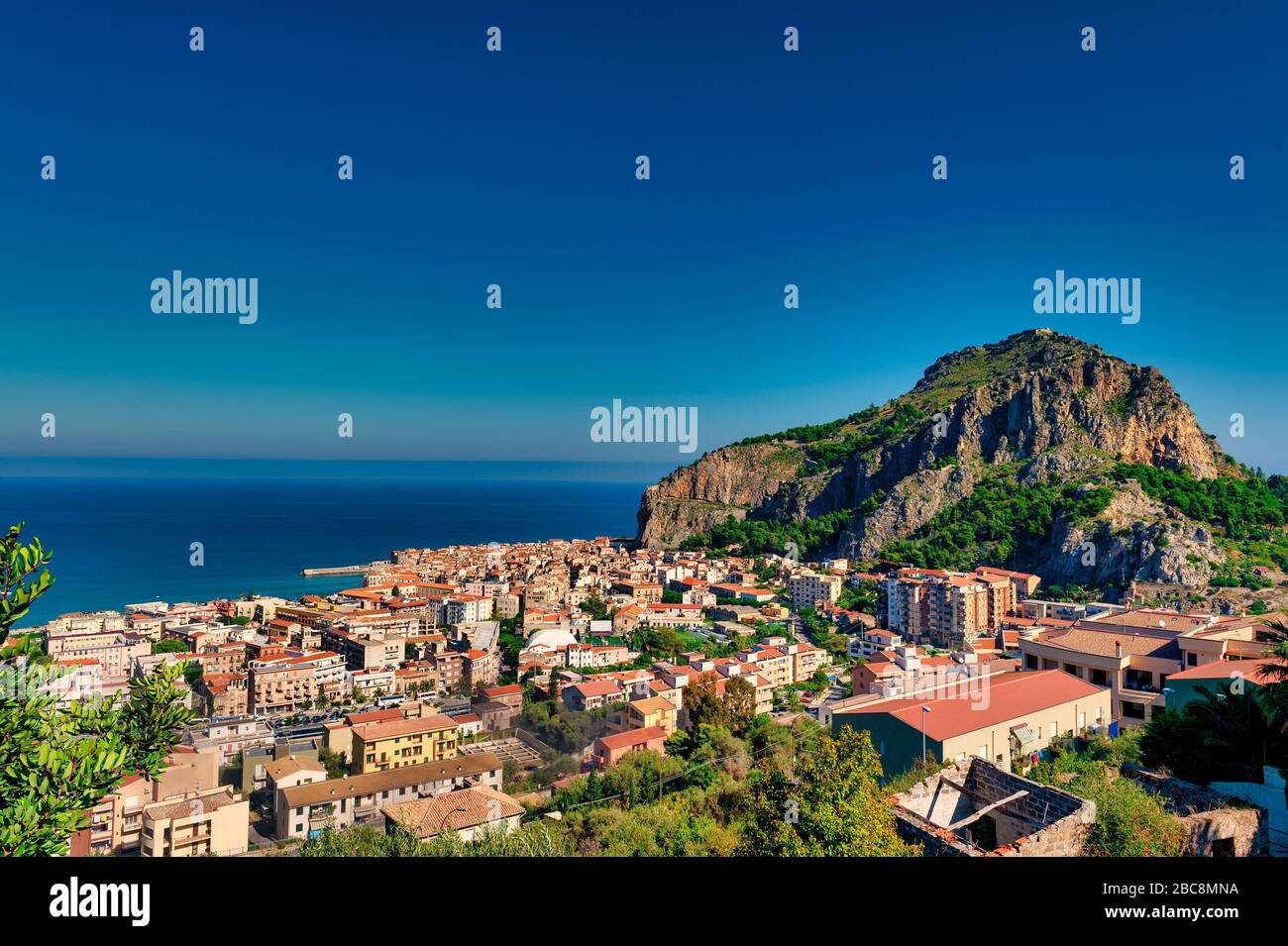 Cefalu city panoramic view from above Stock Photo