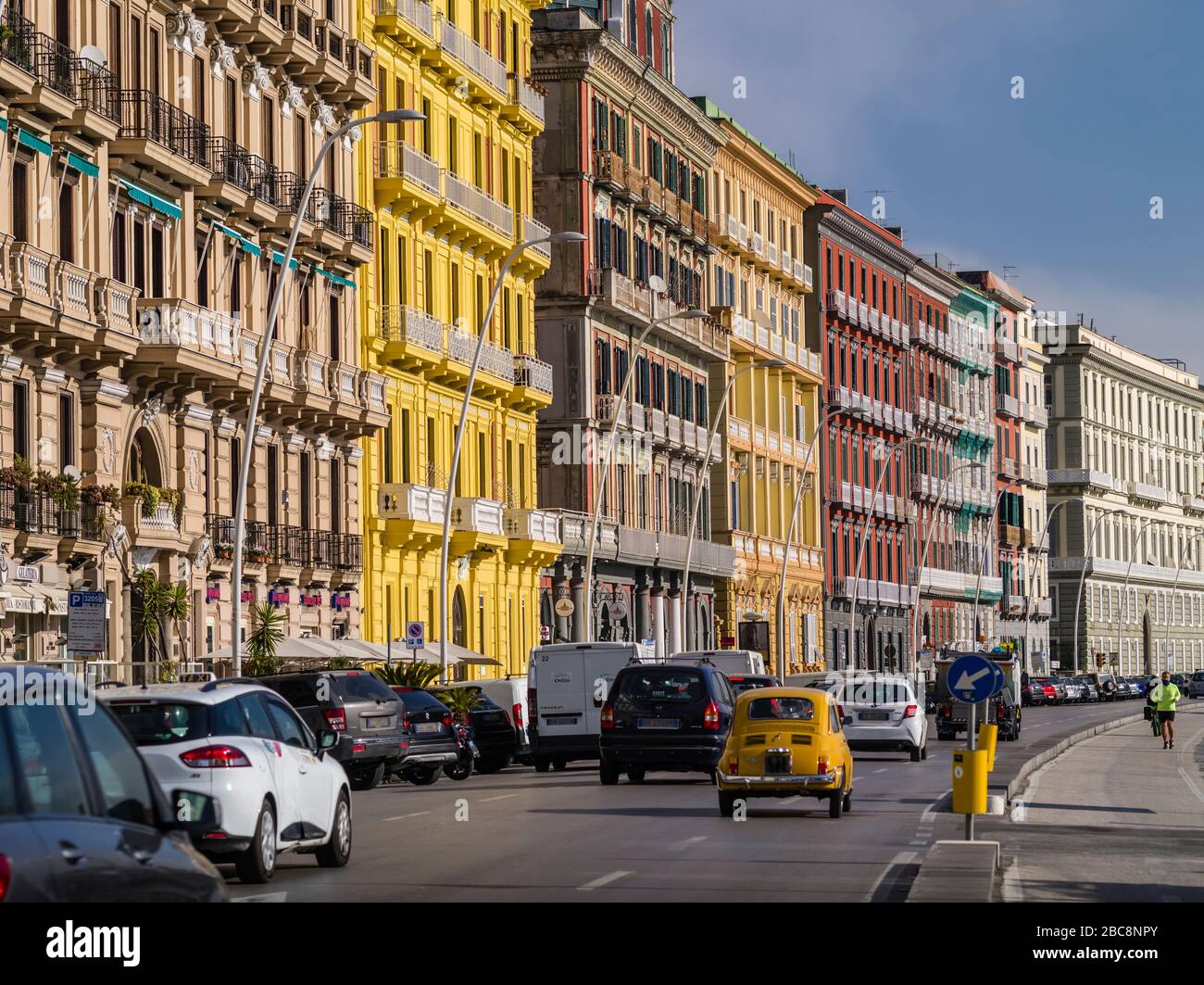 Naples, street scene and houses on the Lungomare promenade Stock Photo