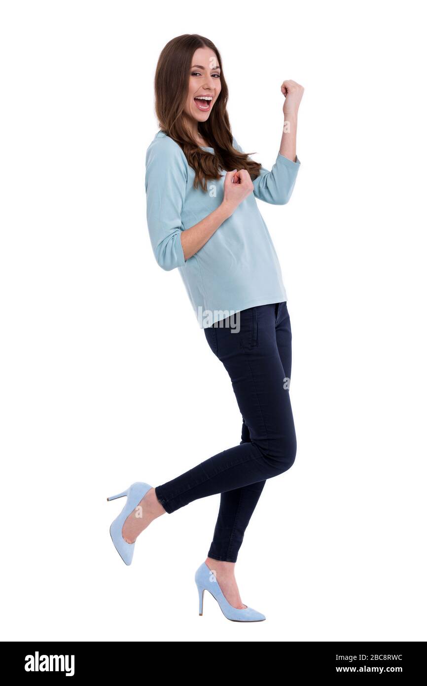 Excited young woman winning hi-res stock photography and images - Alamy