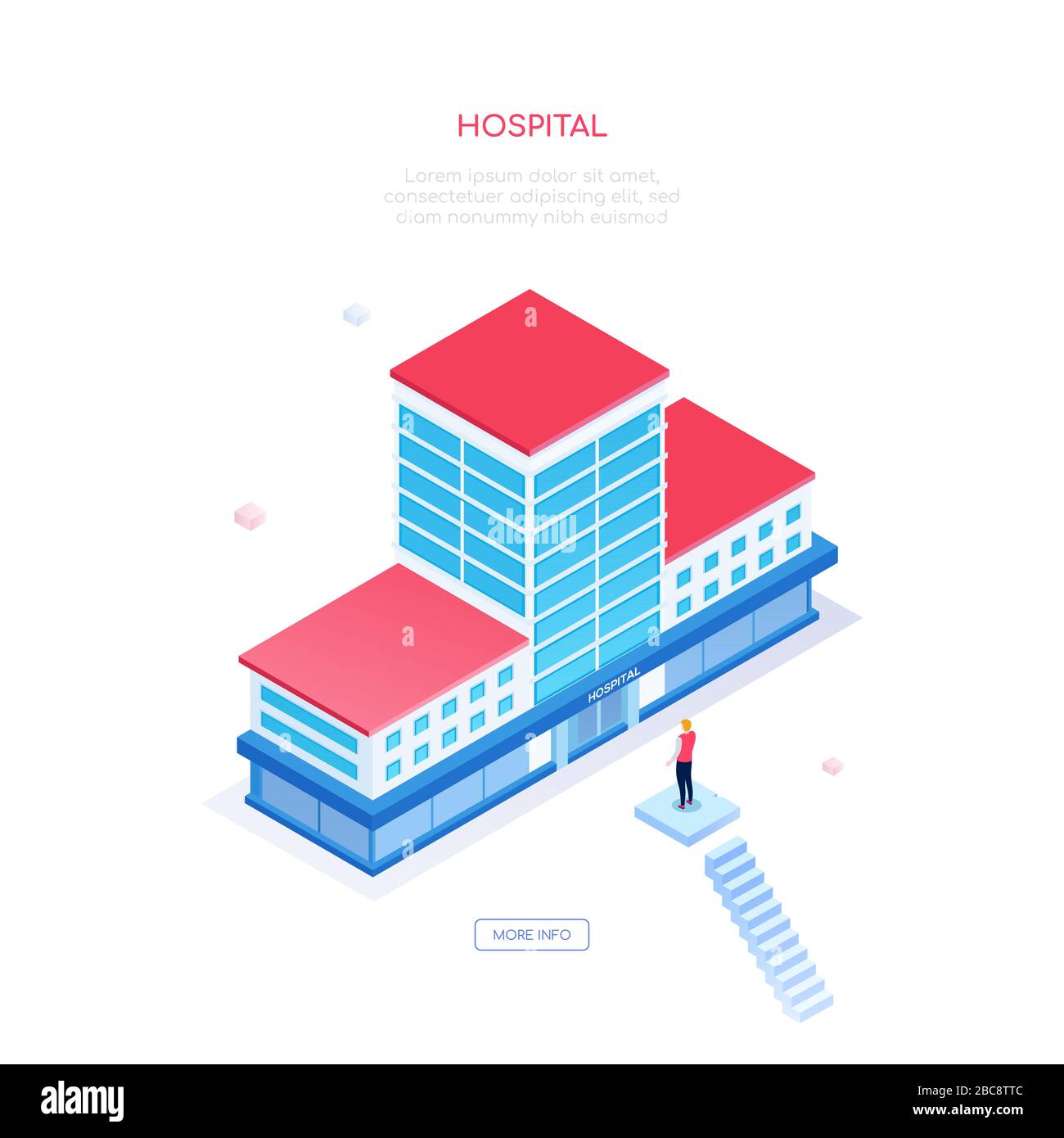 Hospital - modern colorful isometric vector web banner Stock Vector