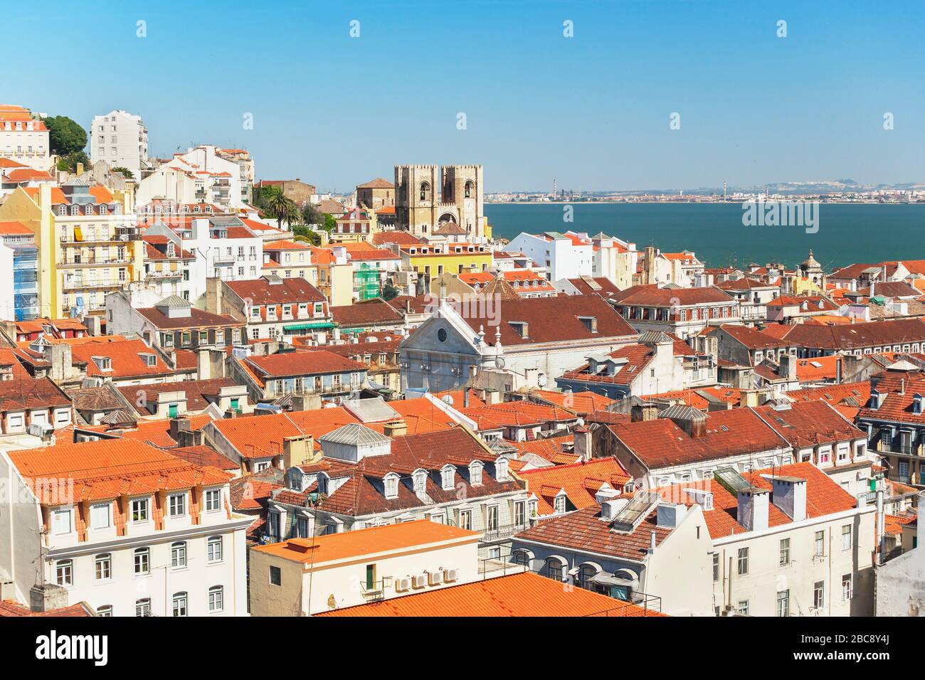 High angle view of Lisbon old centre, Lisbon, Portugal, Europe Stock Photo