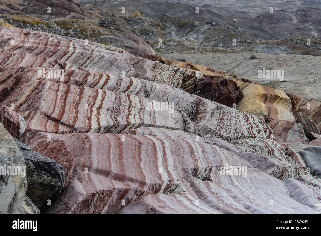 Greenland Coastal Rocks Colourful rocks in east Greenland close up. Rock texture Stock Photo ...