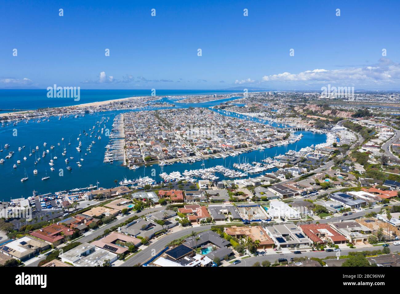 Aerial view of Balboa Island Newport Beach California Stock Photo