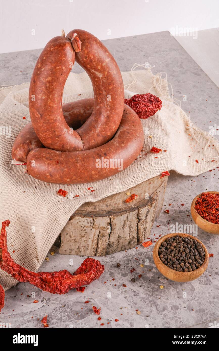Turkish sausage (sucuk) Stock Photo