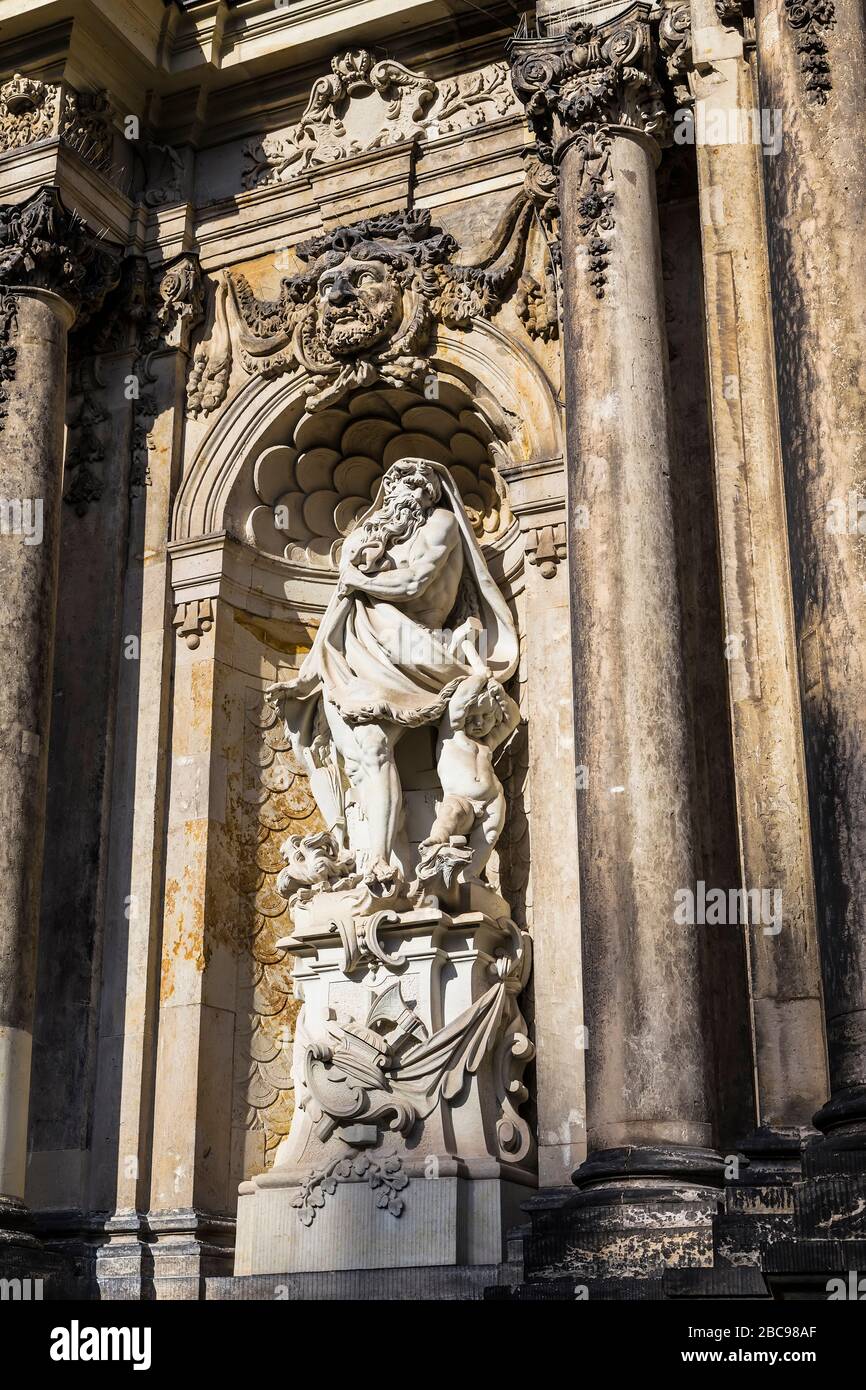Sculpture in the niche, decorating the gate of Zwinger. Dresden. Germany Stock Photo